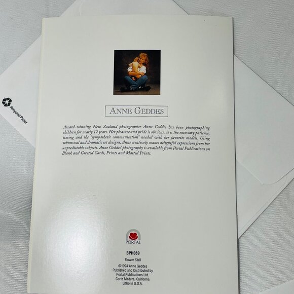 Anne Geddes Flower Stall Blank Greeting Card W Recycled Paper Envelop Vintage - Picture 5 of 12